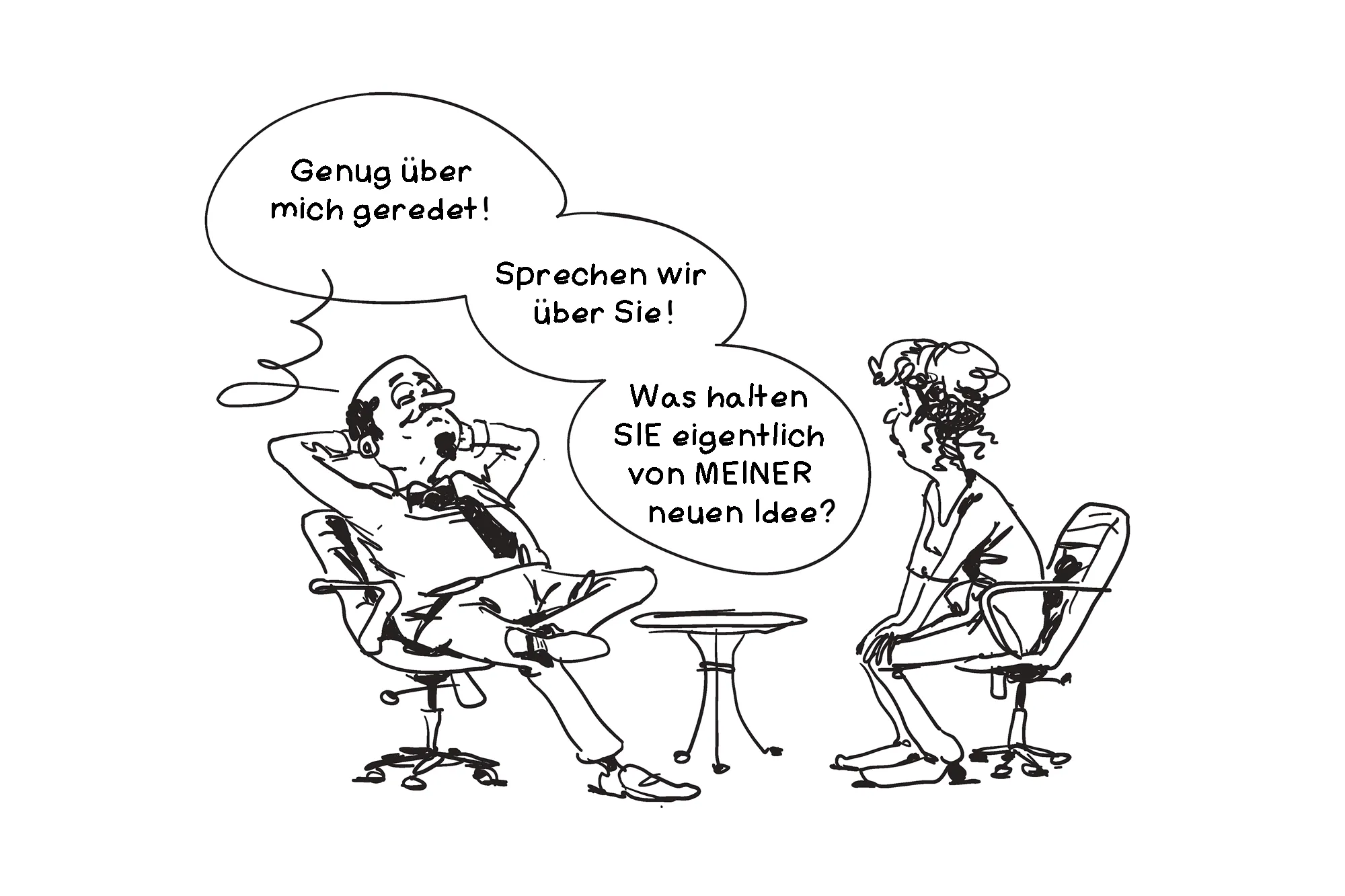 Starke Gespräche - Stephan Pfob - Karikatur von Stefan Fichtel: 1-on-1s